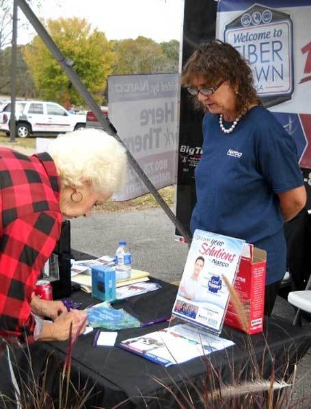 Sharon helping a customer